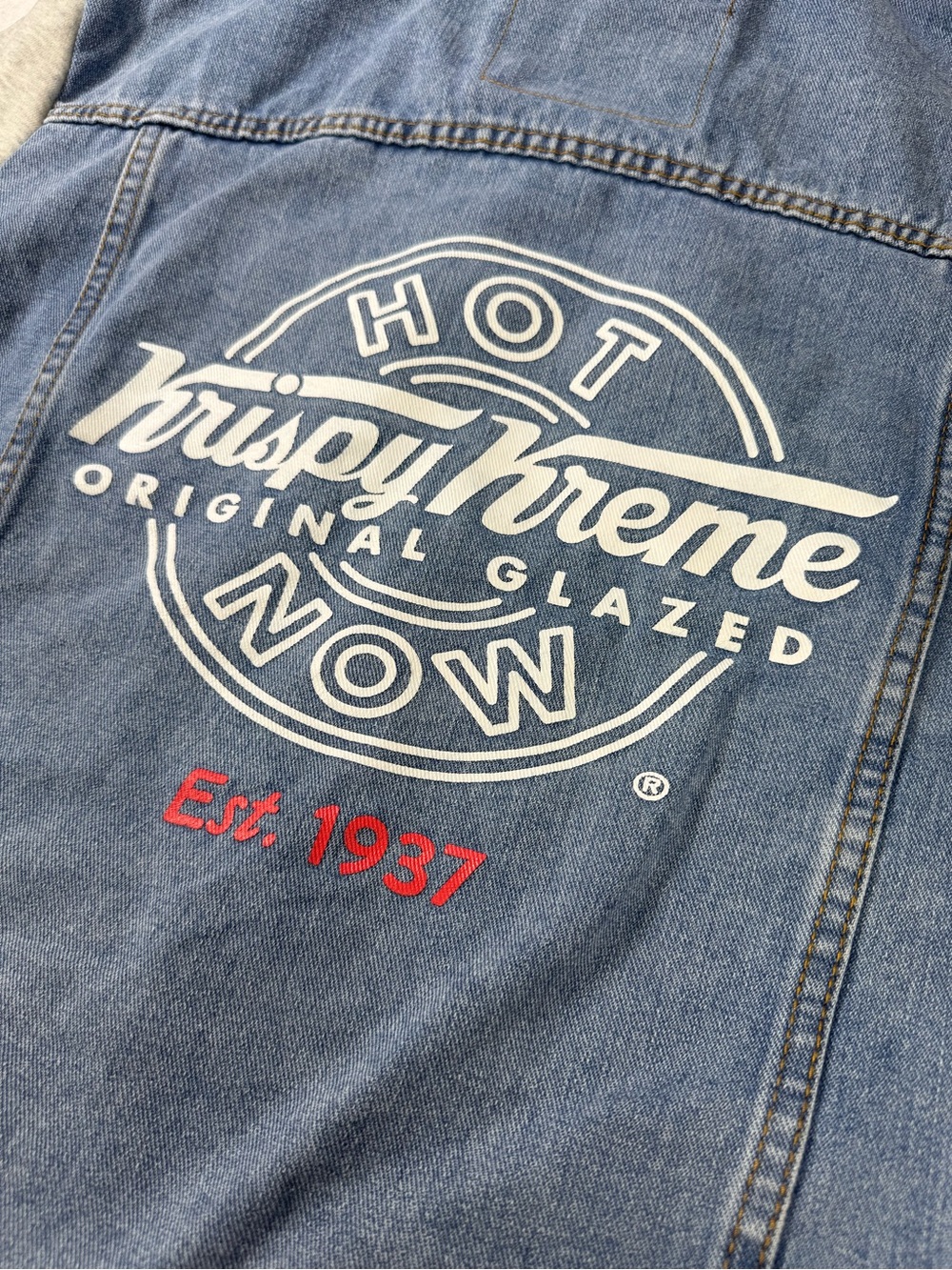 Krispy Kreme Denim Hoodie Jacket Men’s M Y2K Streetwear Layered - Picture 3 of 16